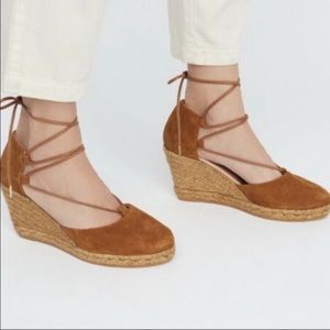 Free People Marbella Lace Up Espadrille Wedges EU 38 Boho Summer